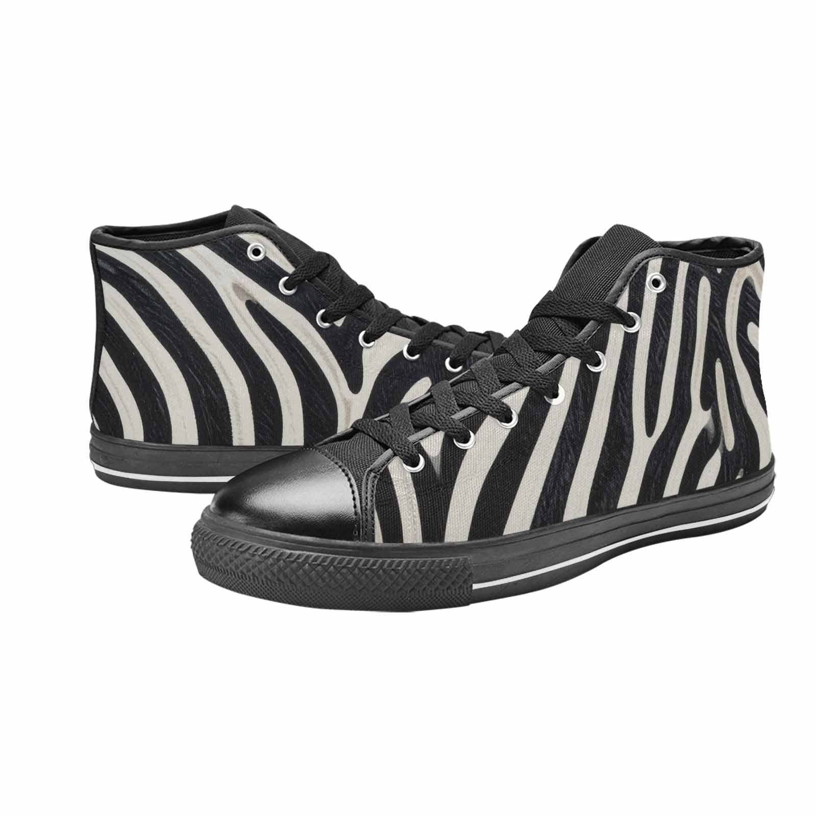 WOMEN'S Modern Zebra Stripe Solid High Top Canvas Aesthetic Custom Sneakers