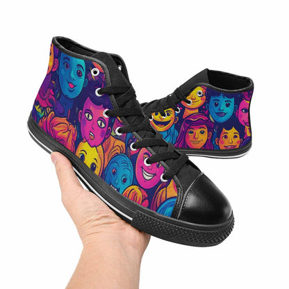MEN'S Funny Looking Cartoon High Top Canvas Neon Fantasy Custom Sneakers
