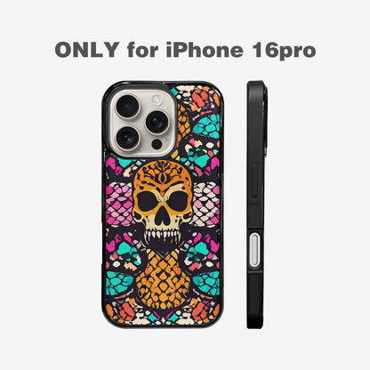iPhone 16 Pro Case — Snake Print Skull, Custom Print Case Cover