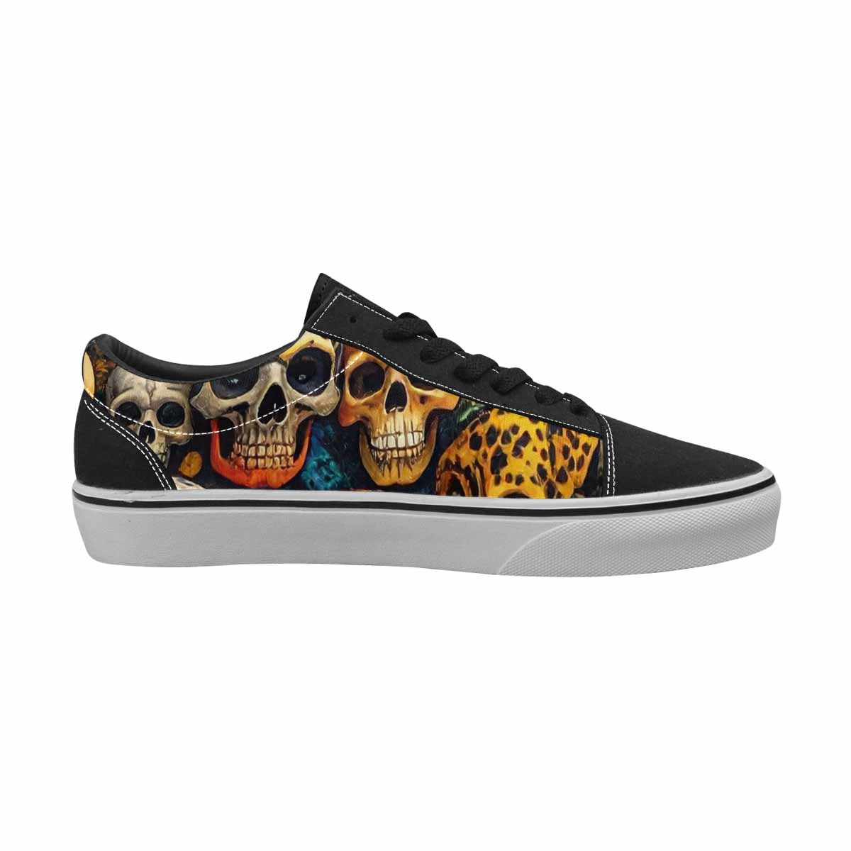 WOMEN'S Skulls Lace-Up Canvas Neon Fantasy Custom Shoes