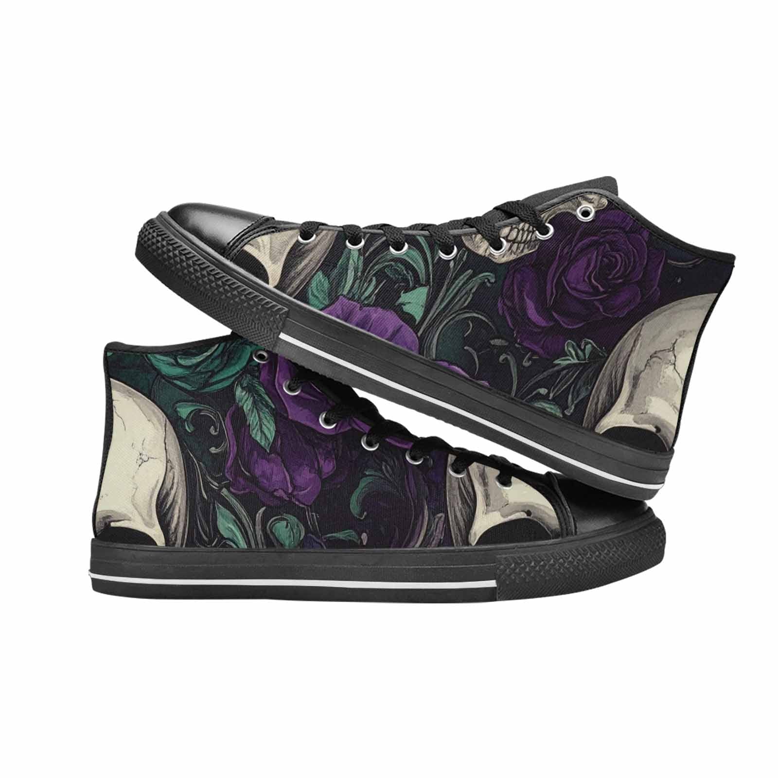 WOMEN'S Skulls Roses Gothic Filigree High Top Canvas Aesthetic Custom Sneakers