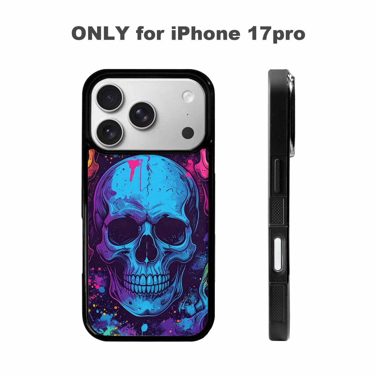 iPhone 17 Pro Case — Skulls Splatter Comic Gothic Skulls, Original Design Phone Case