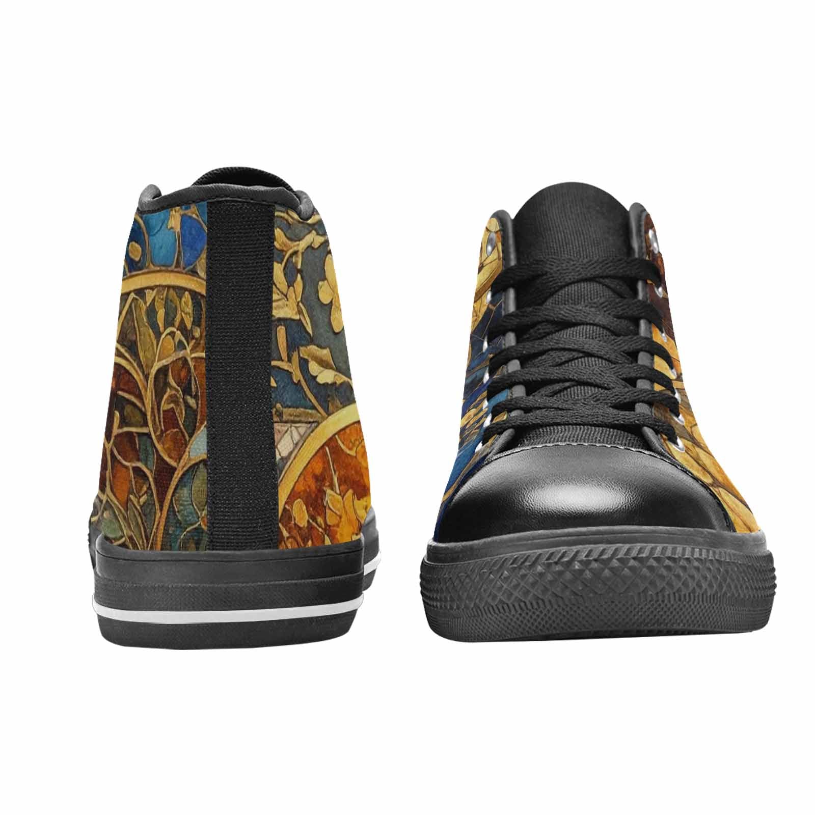 WOMEN'S Klimt-Style Gold Leaf High Top Canvas Grunge Custom Sneakers