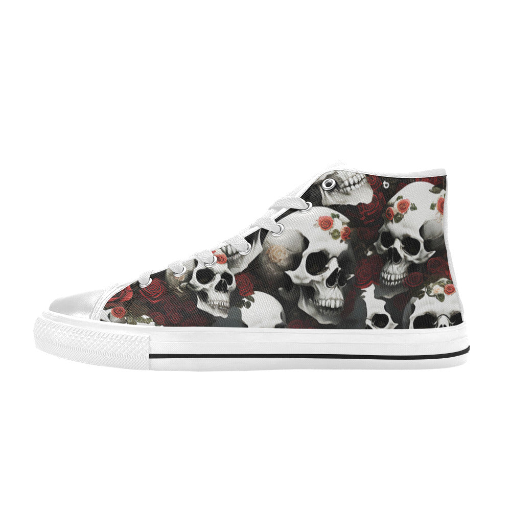 WOMEN'S Rose Skulls Dark 3 High Top Canvas Surreal Sneakers