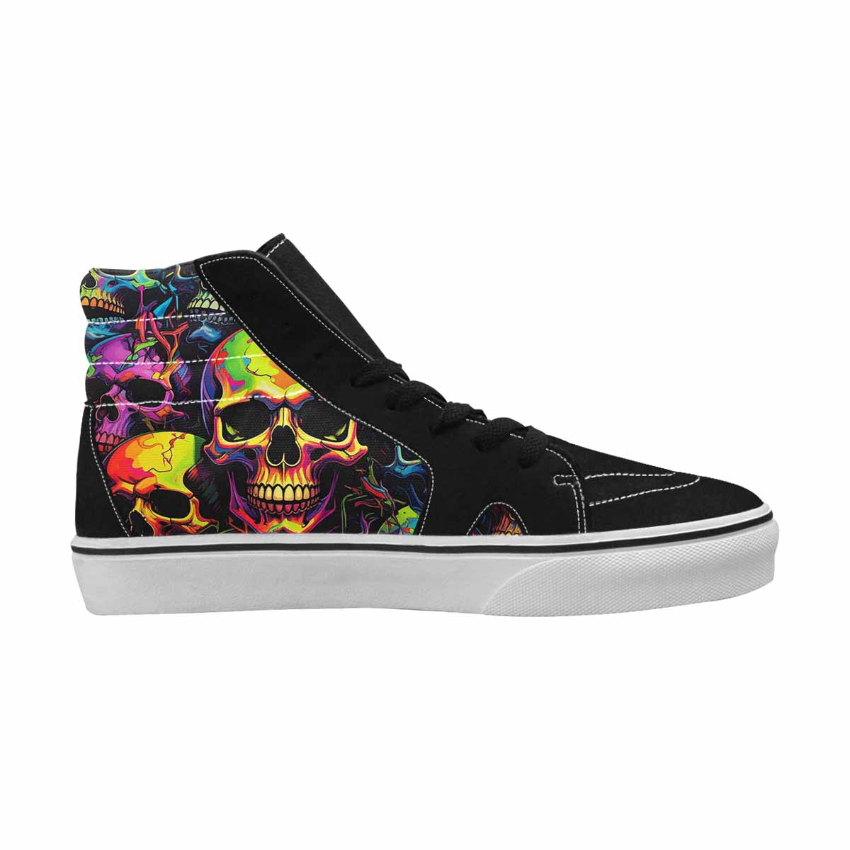 MEN'S 1000s Skulls Neon Camo High Top Canvas Wallpaper Art Custom Sneakers
