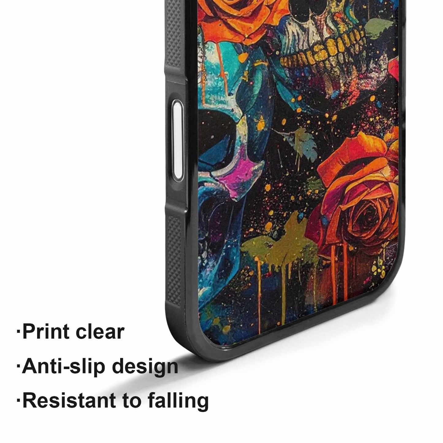 iPhone 17 Case — Skulls Roses Acid Wash Custom Gothic, Custom Print Case Cover