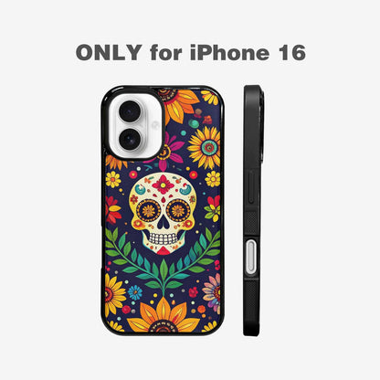 iPhone 16 Case — Sunflowers Hundreds Of Skulls Art Seamless, Custom Art Phone Cover