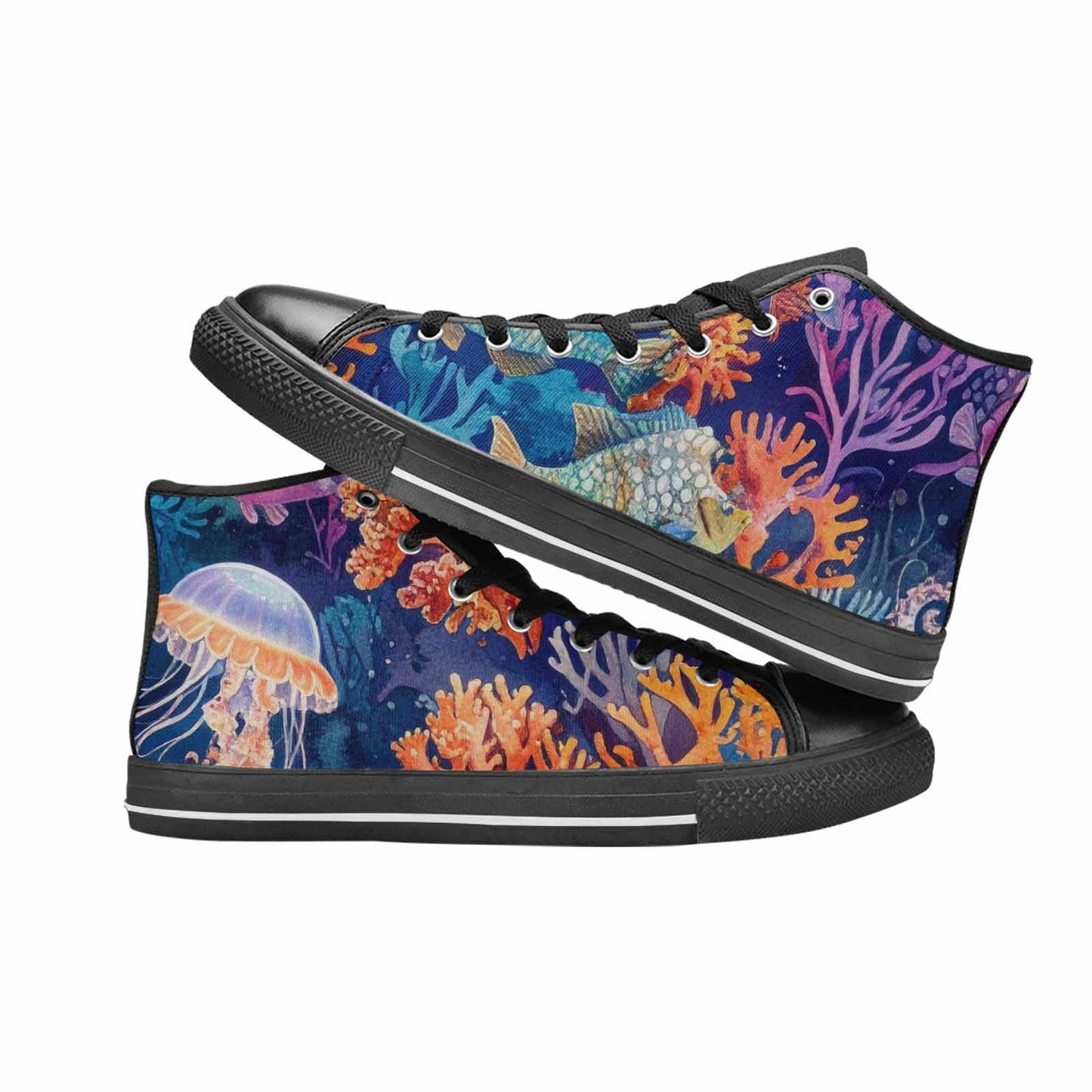 MEN'S Fish Scale Coral High Top Canvas Surreal Sneakers