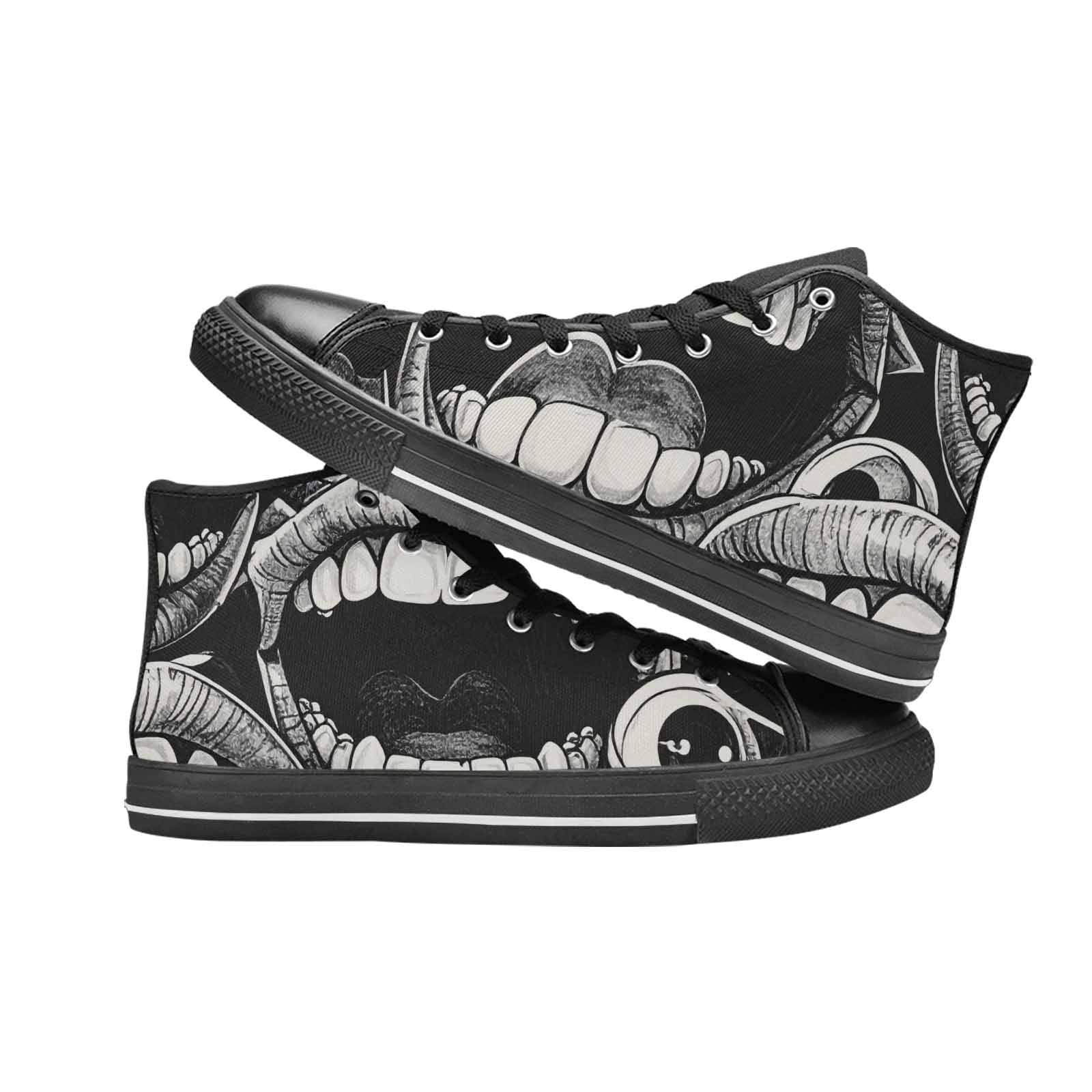 MEN'S Googly Cartoon Mouths High Top Canvas Vibrant Chaos Custom Sneakers