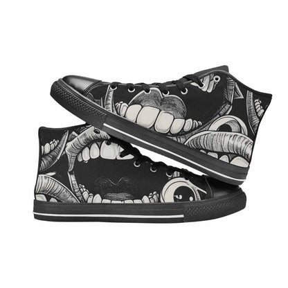 MEN'S Googly Cartoon Mouths High Top Canvas Vibrant Chaos Custom Sneakers