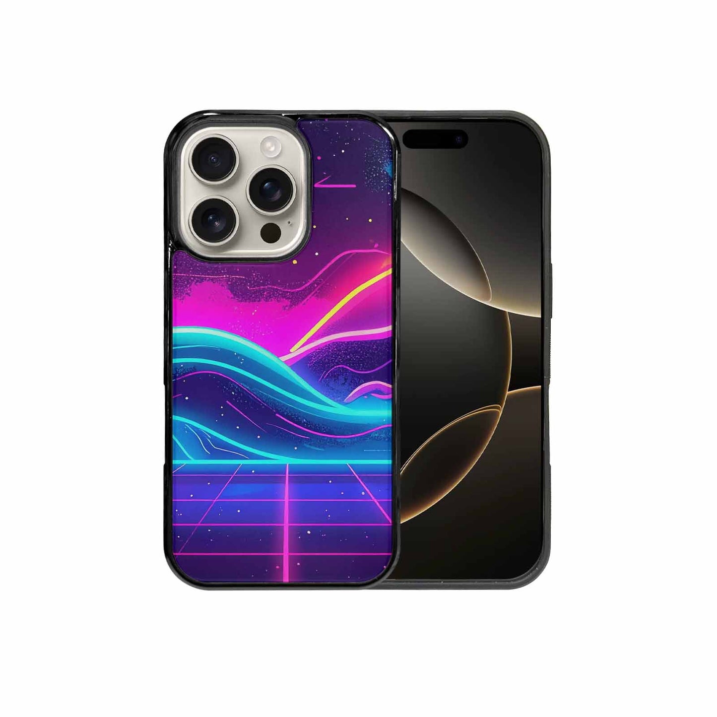 iPhone 16 Pro Case — 1980s Neon Cartoon Art Pattern, Custom Print Case Cover