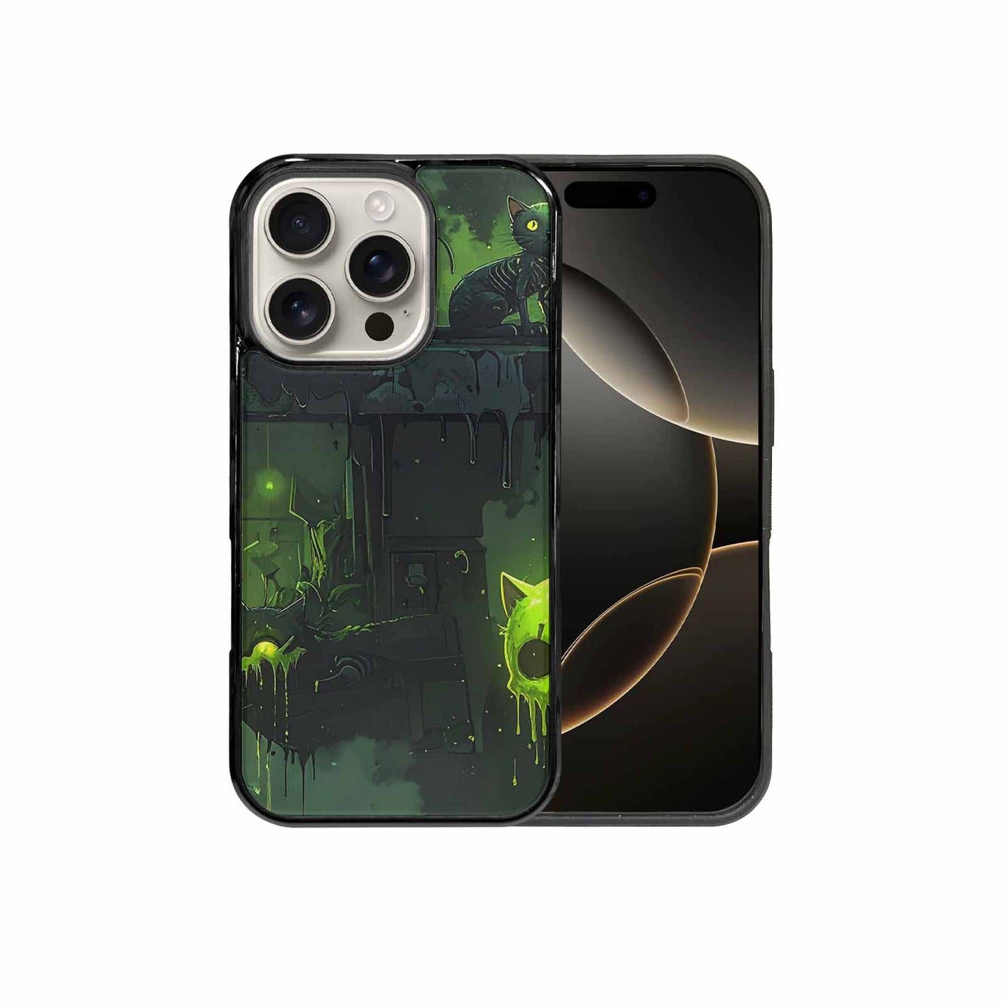 iPhone 16 Pro Case — Toxic Melting Skeleton Cats Small Toxic, Personalized Phone Case