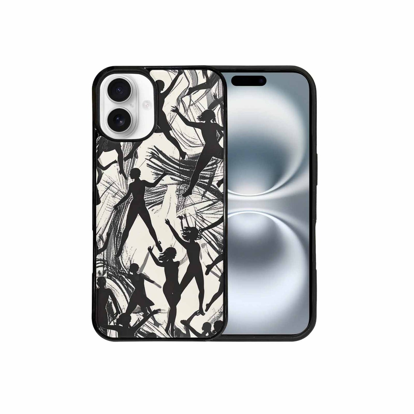 iPhone 16 Plus Case — Bold Dancing Figure Line Art Pattern, Unique Phone Case Design