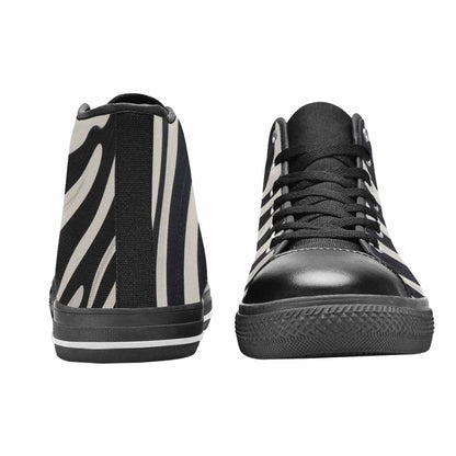 MEN'S Modern Zebra Stripe High Top Canvas Vibrant Chaos Sneakers