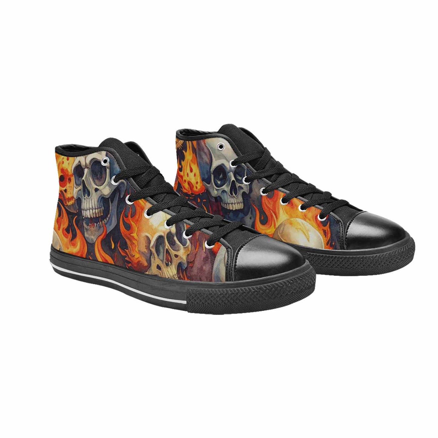 MEN'S Skulls - Flaming High Top Canvas Dark Academia Sneakers