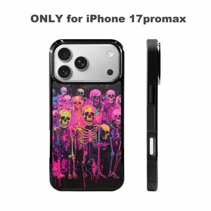 iPhone 17 Pro Max Case — Skeletons Neon Pink Glowskelet Original Art, Personalized Phone Case