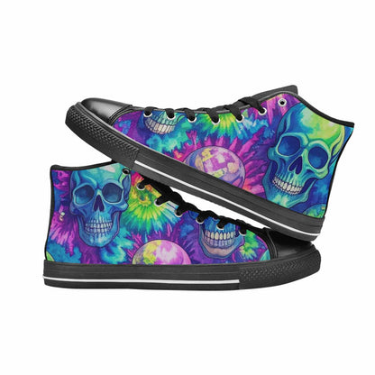 MEN'S Tie Dye Skulls Print High Top Canvas Dark Academia Custom Shoes