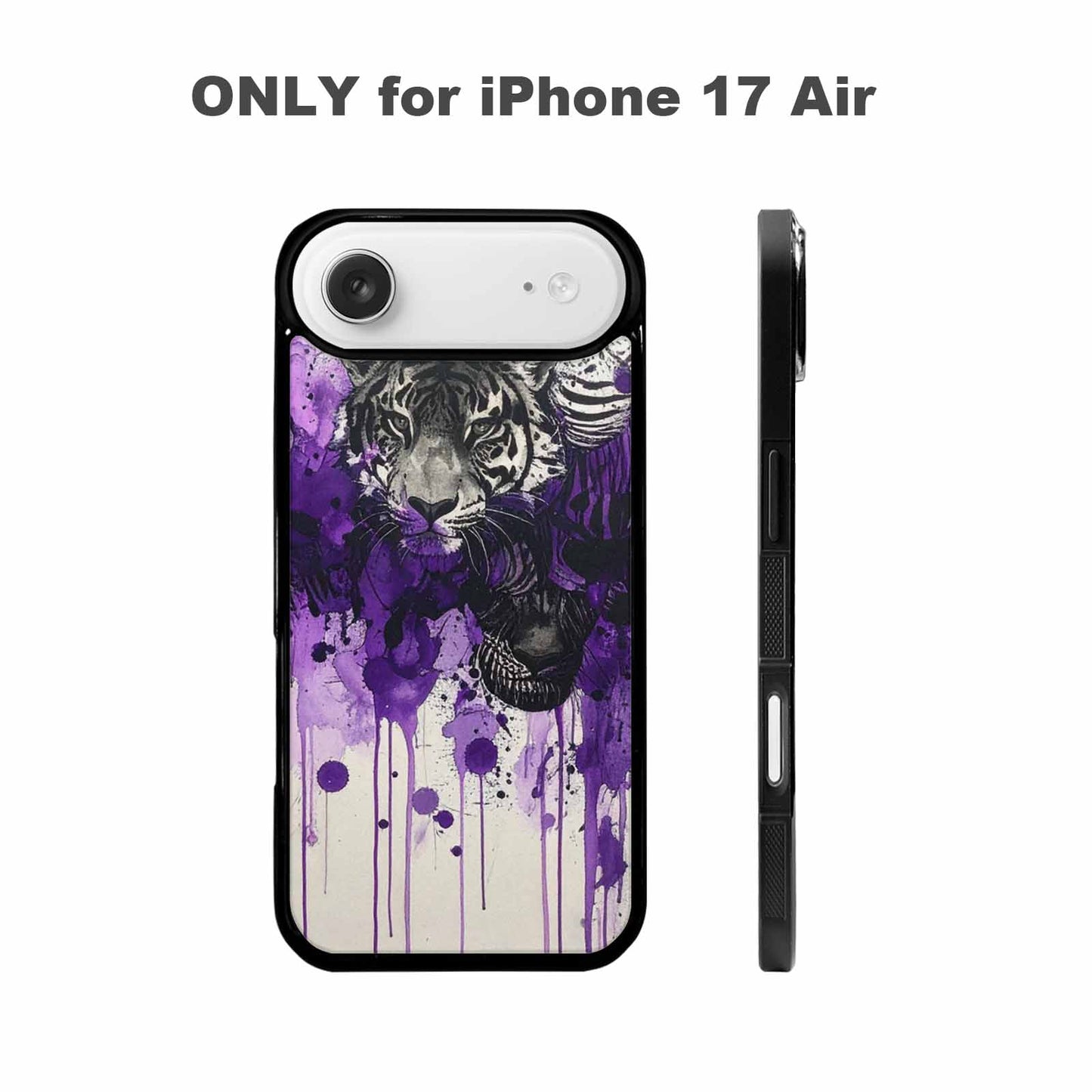 iPhone 17 Air Case — Black Purple Ink Animal Print Animal, Personalized Phone Case