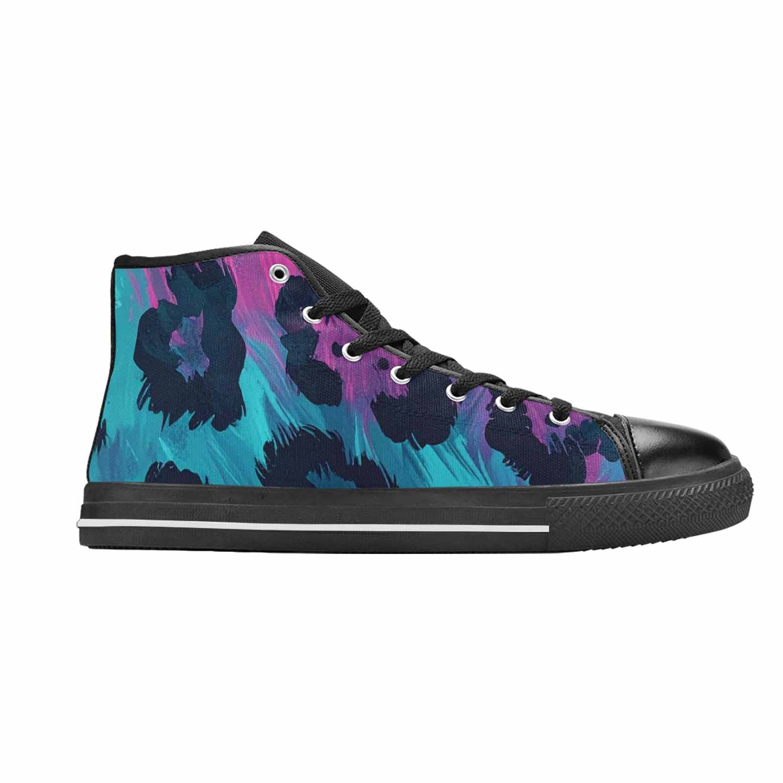 MEN'S Leopard Neon Pink Teal Airbrush High Top Canvas Cottagecore Custom Sneakers