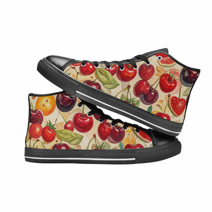 MEN'S Cherry Fruit Print High Top Canvas Grunge Custom Shoes