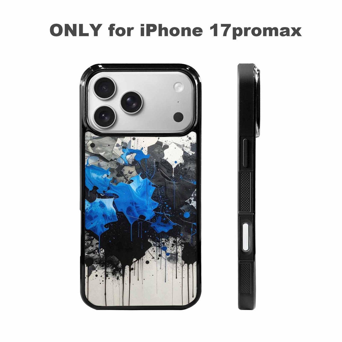 iPhone 17 Pro Max Case — Black &amp; Blue Ink Camo, Custom Phone Case