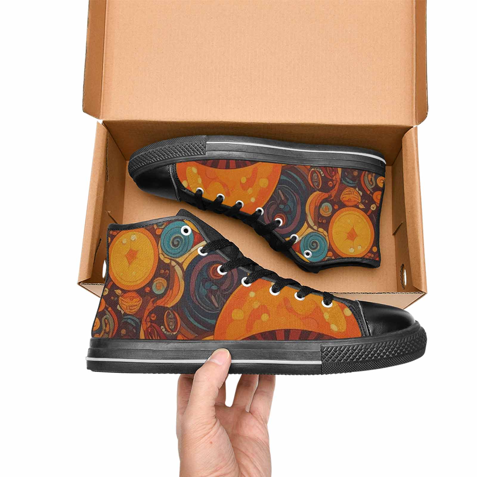 WOMEN'S Groovy 70S Peace High Top Canvas Cottagecore Custom Shoes