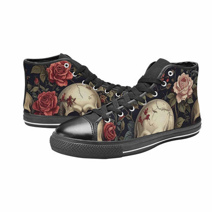 MEN'S Skulls - Roses High Top Canvas Neon Fantasy Custom Shoes