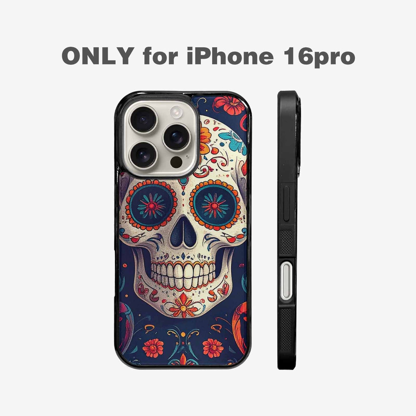 iPhone 16 Pro Case — Day Dead Sugar Skull Art 100s, Customized Protective Case