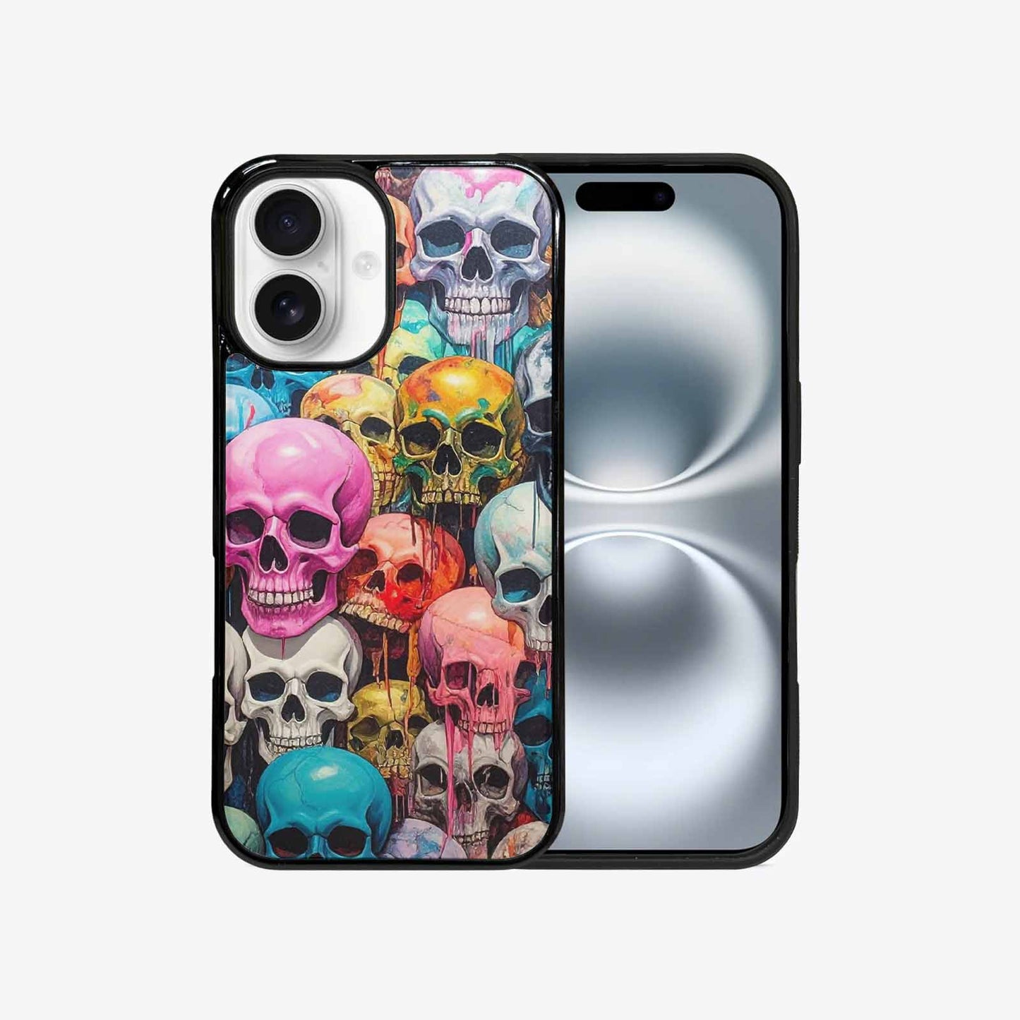 iPhone 16 Case — Skulls Marbleskulls Pattern, Custom Printed Phone Case