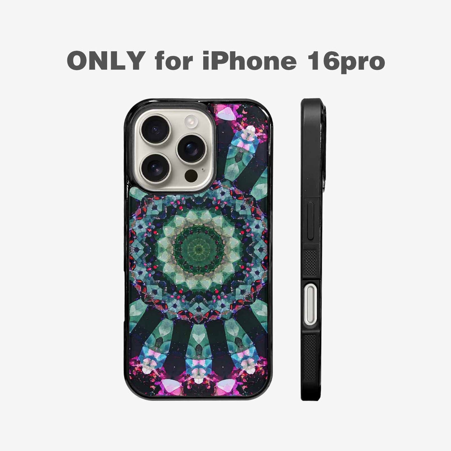 iPhone 16 Pro Case — Crystal Mandala Art Seamless Pattern Vibrant, Customized Protective Case