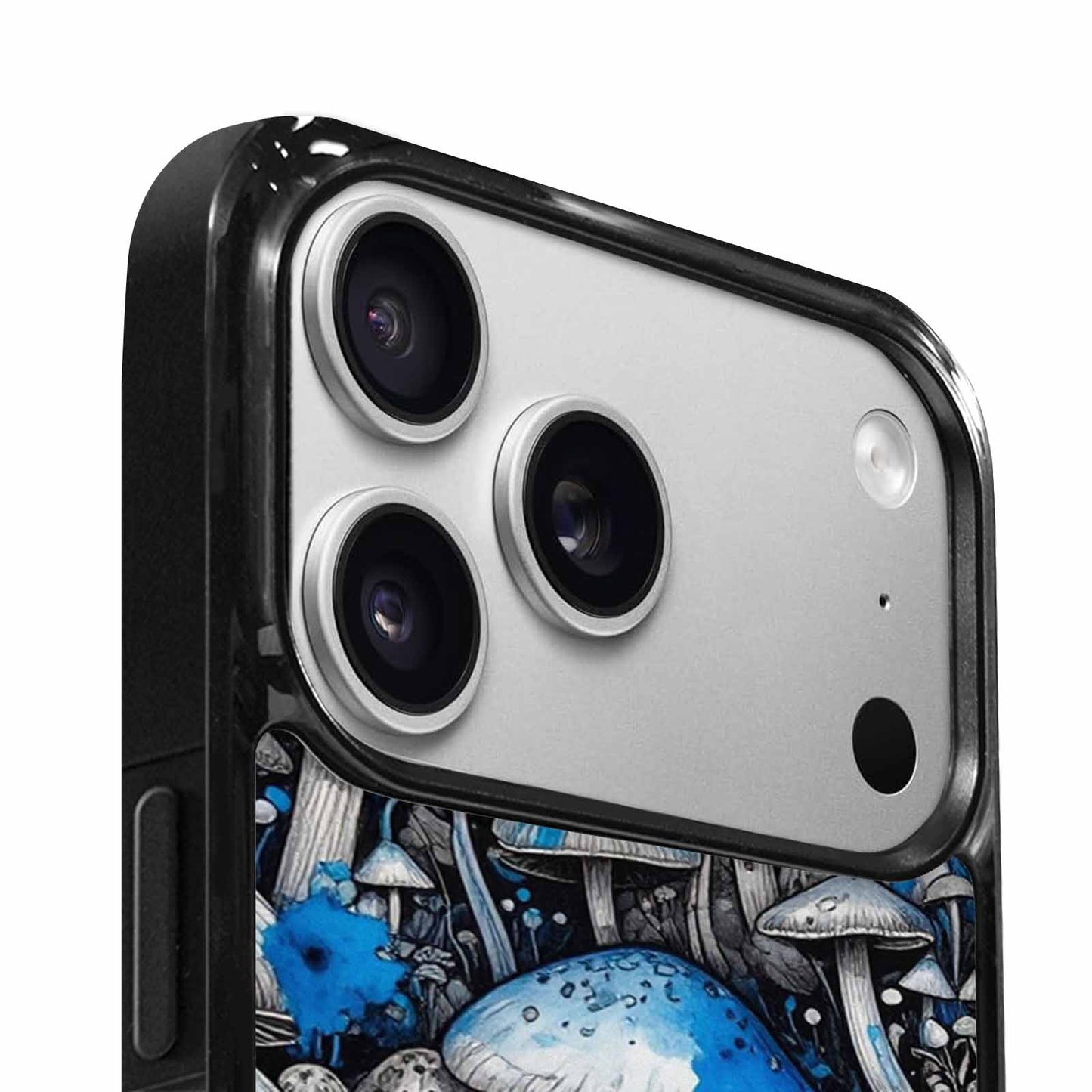 iPhone 17 Pro Case — Mushrooms General Black Blue Ink Original, Custom Designed Case Cover