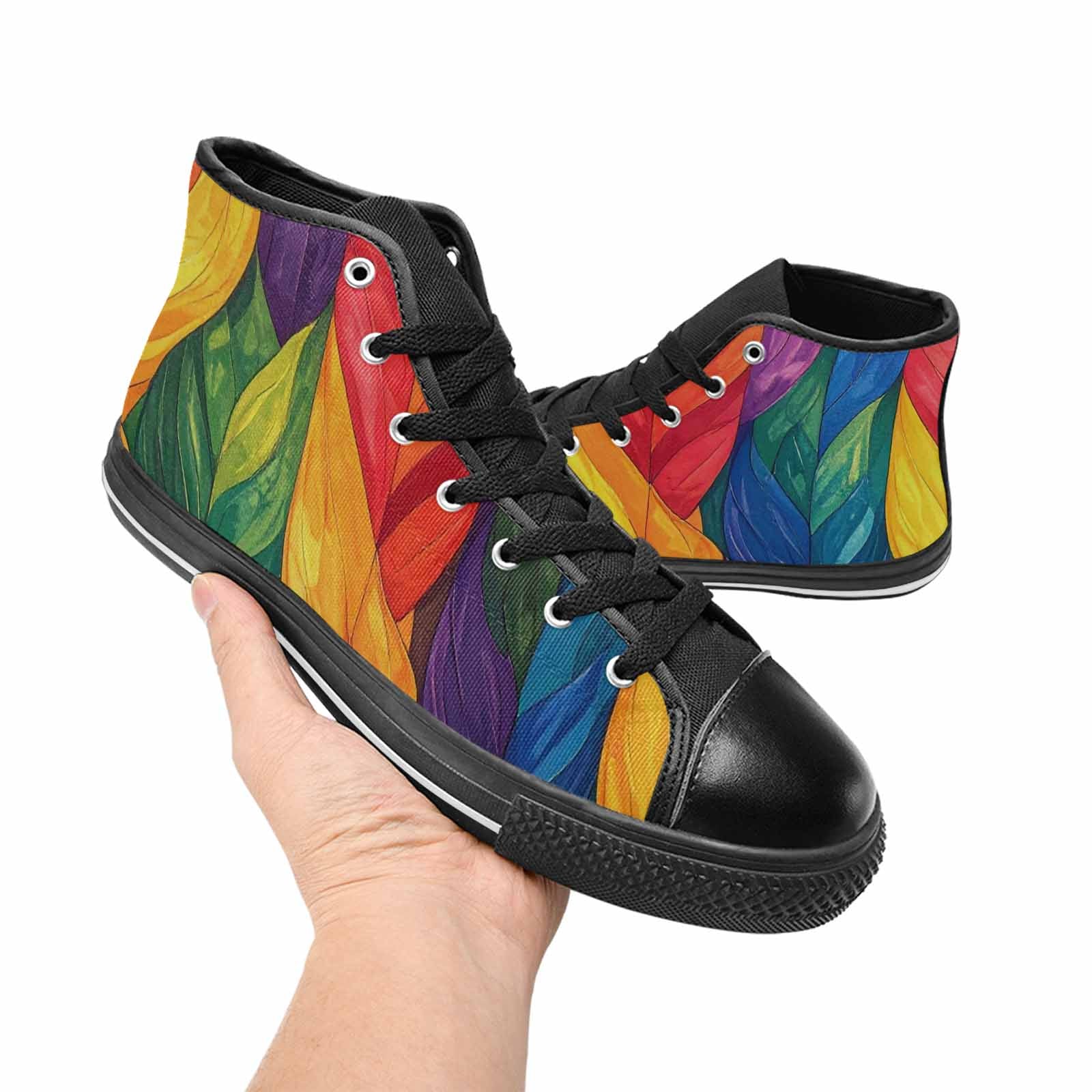 MEN'S Rainbow Pride Flag High Top Canvas Vivid Custom Sneakers