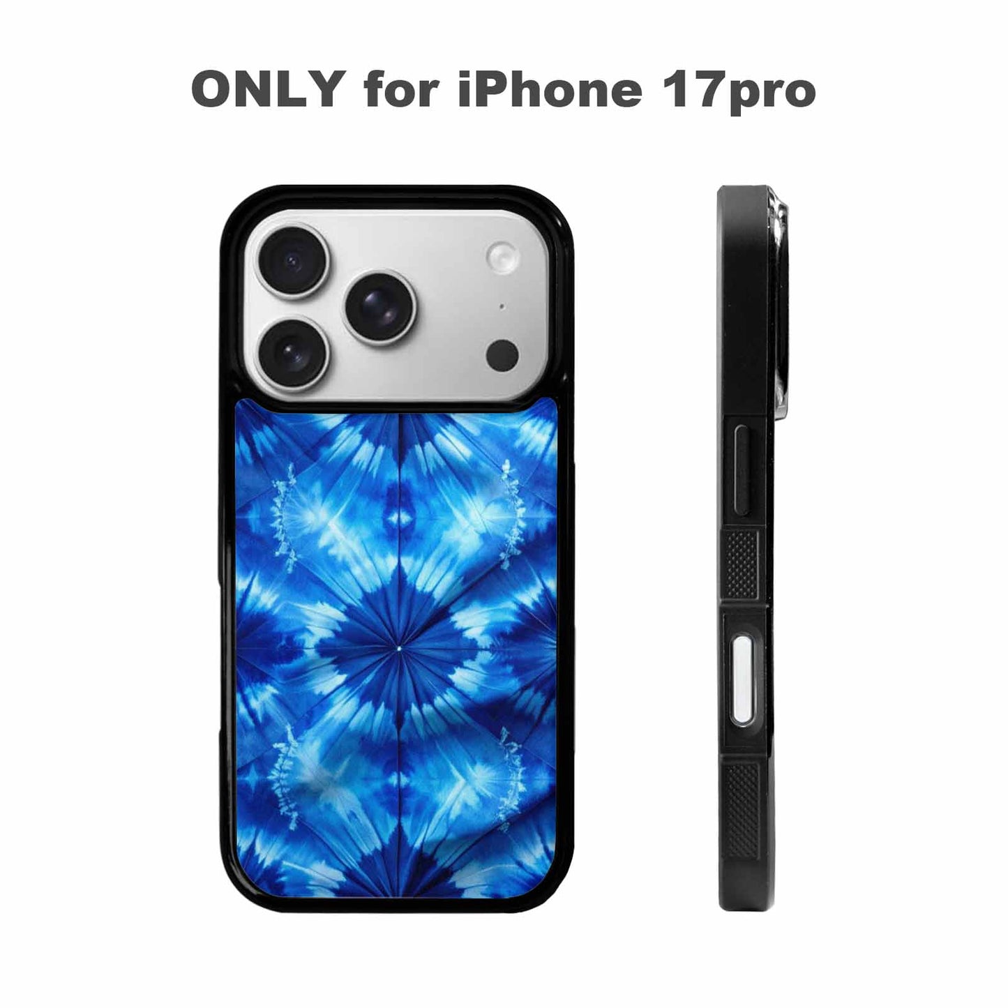 iPhone 17 Pro Case — Tie Dye Shibori Indigo Tie Dye, Custom Made Phone Cover
