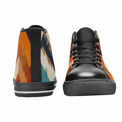 MEN'S Southwestern Geometric Diamond High Top Canvas Neon Fantasy Custom Shoes
