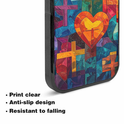 iPhone 15 Plus Case — Faith Cross And Faith Icons Pattern, Personalized Phone Case