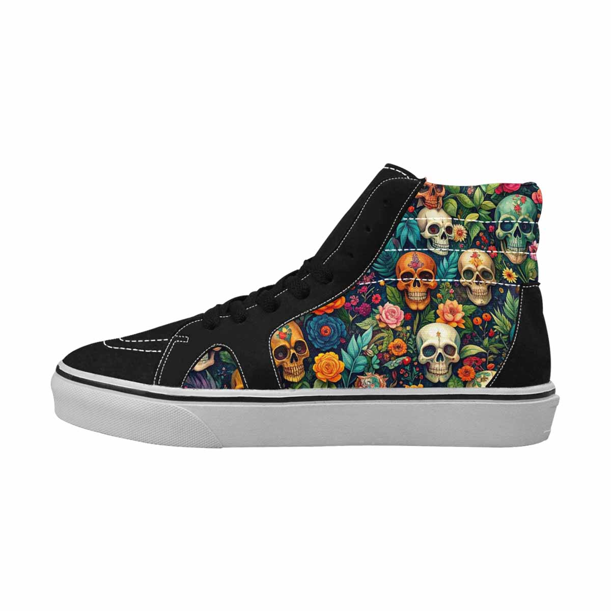 MEN'S Skulls  Botanical Skulls High Top Canvas Kaleidoscope Sneakers
