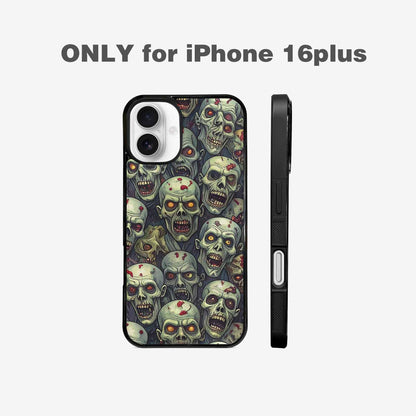 iPhone 16 Plus Case — Zombie Head Pattern Hundreds Of Small, Custom Made Phone Cover