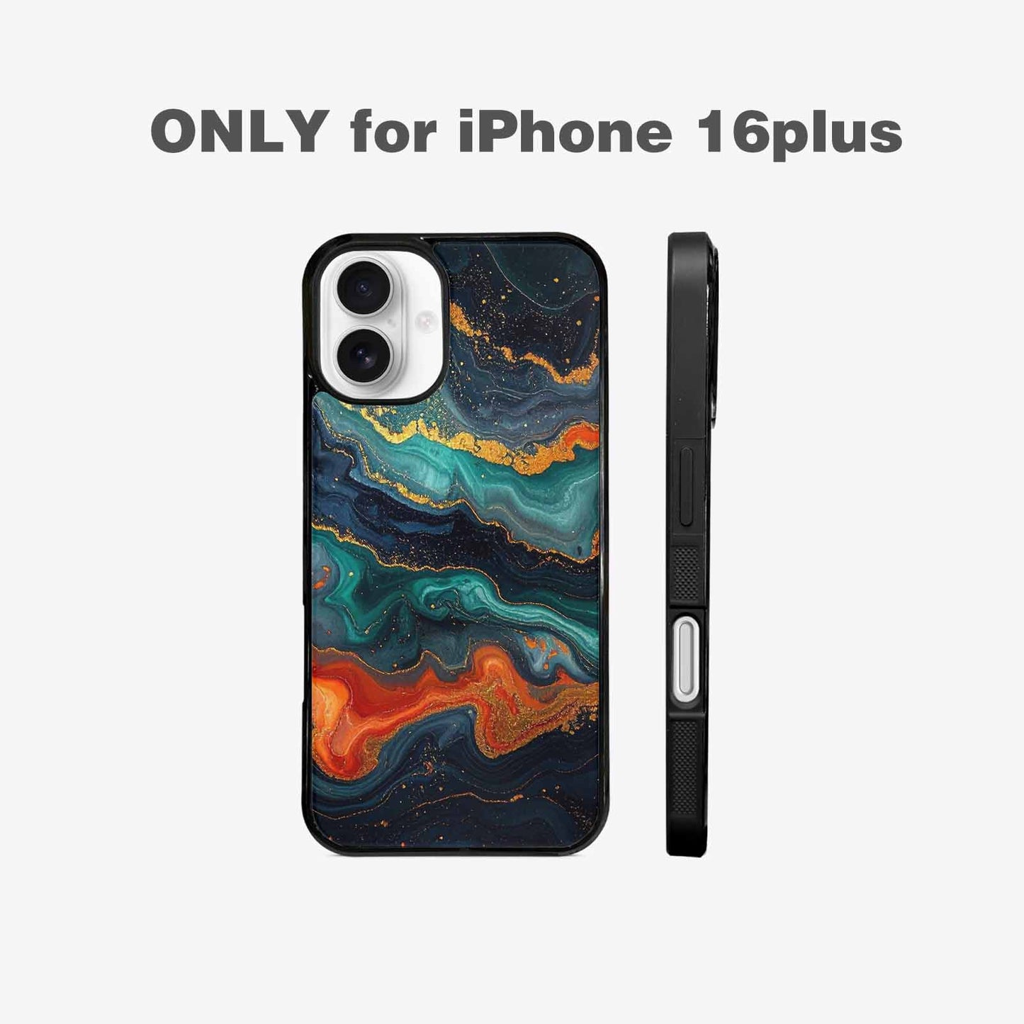 iPhone 16 Plus Case — Marble Dark, Custom Art Phone Cover