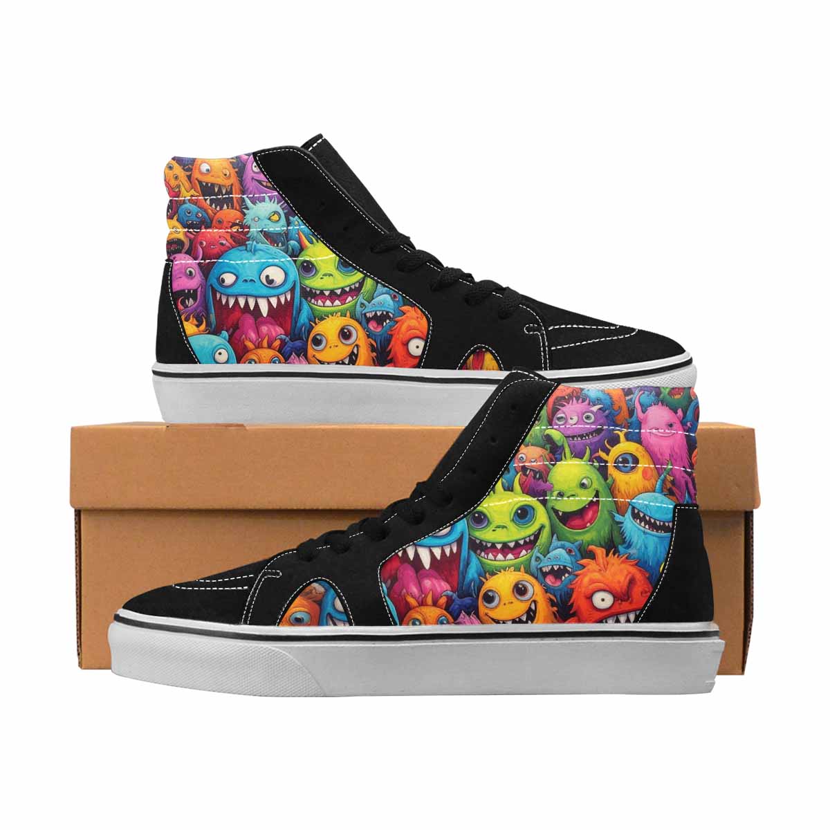 MEN'S Monsters High Top Canvas Bold Print Dreamcore Customized Sneakers