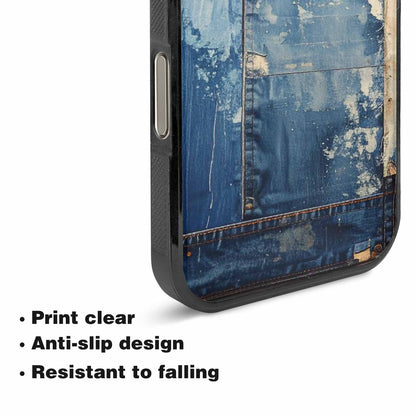 iPhone 16 Pro Case — Denim Distressed Textures Print Edge To, Customized Protective Case