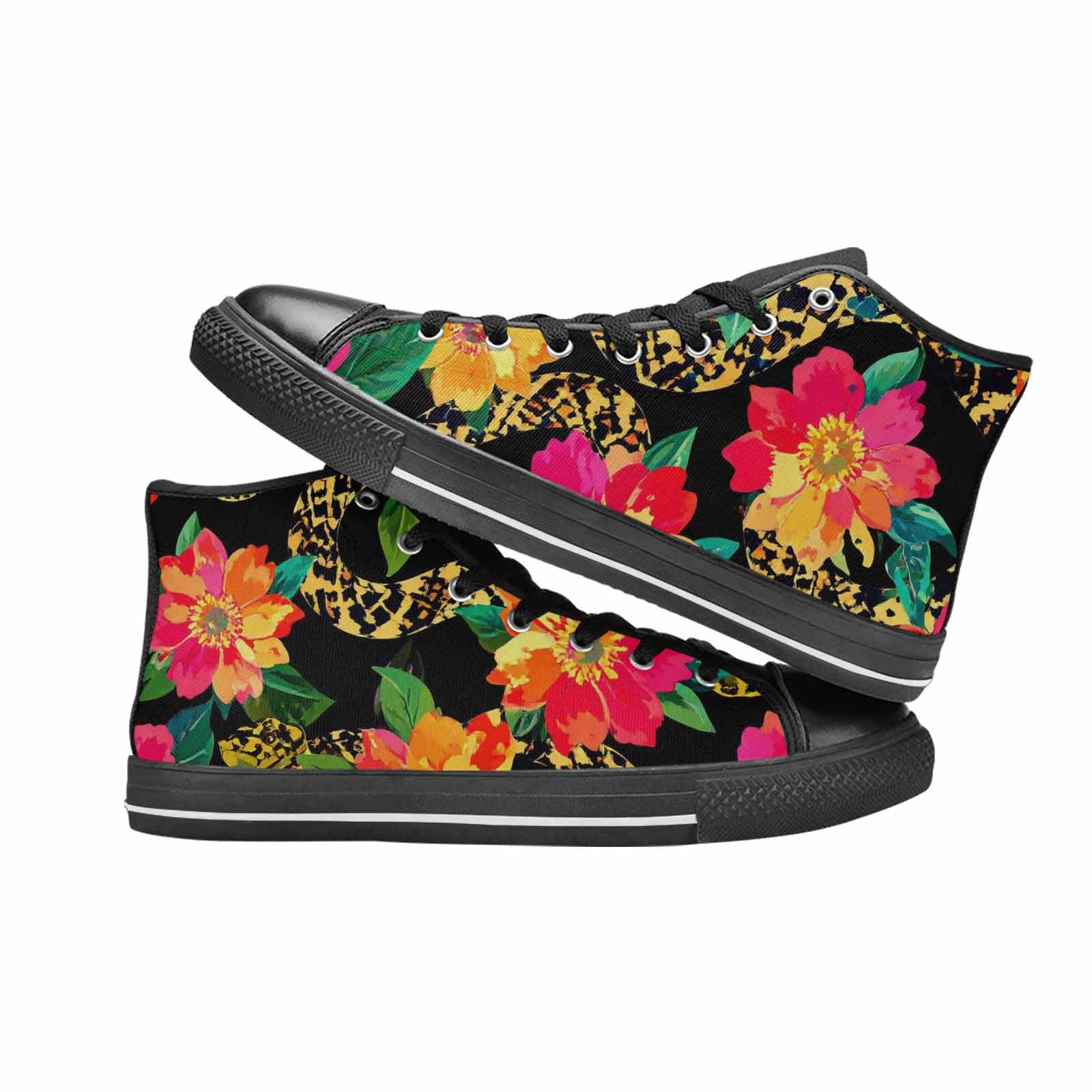 MEN'S Floral Snake Print High Top Canvas Dreamcore Custom Shoes