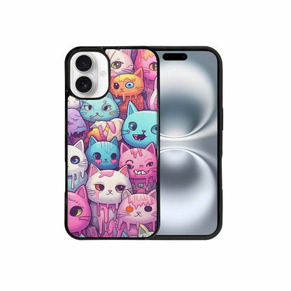 iPhone 16 Plus Case — Pastel Gore Cat Character Pattern Hundreds, Custom Art Phone Cover