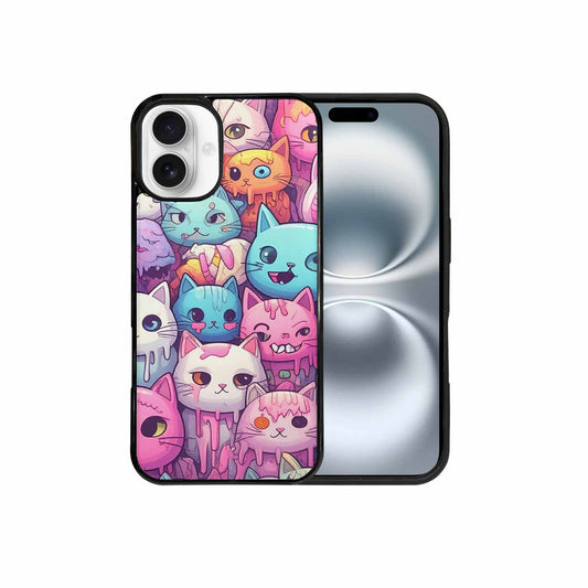 iPhone 16 Plus Case — Pastel Gore Cat Character Pattern Hundreds, Custom Art Phone Cover