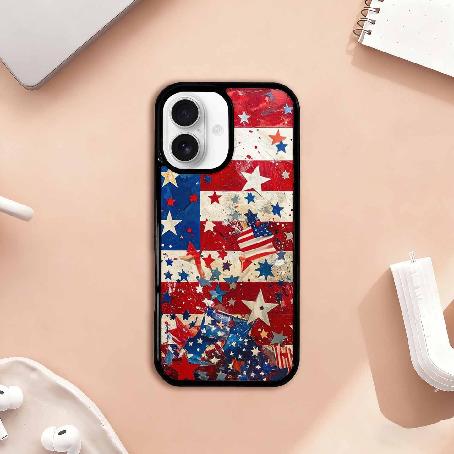 iPhone 17 Case — Patriotic Stars And Stripes Galaxy Space, Customized Protective Case