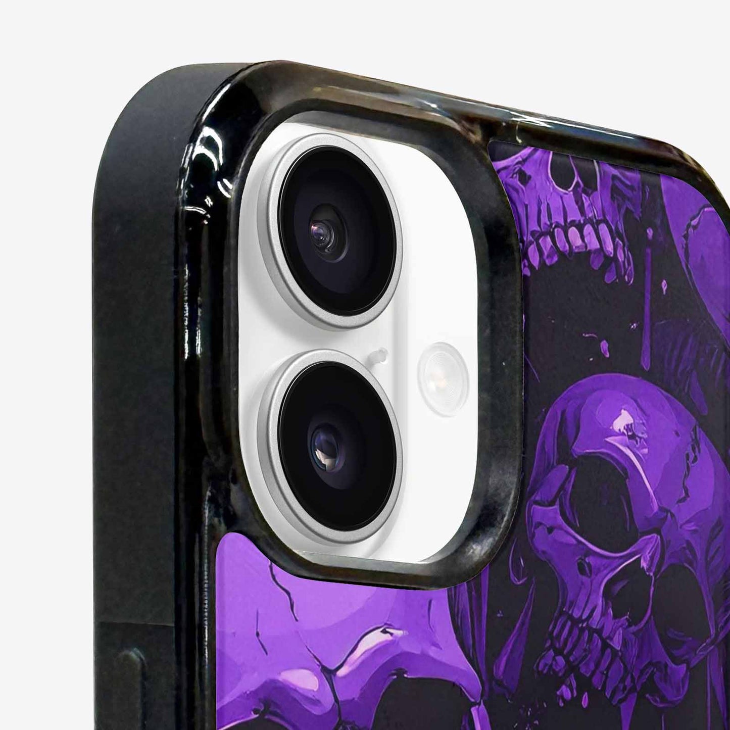 iPhone 16 Case — Monochrome Purple Skeletons Neon Drip Melting, Custom Made Phone Cover