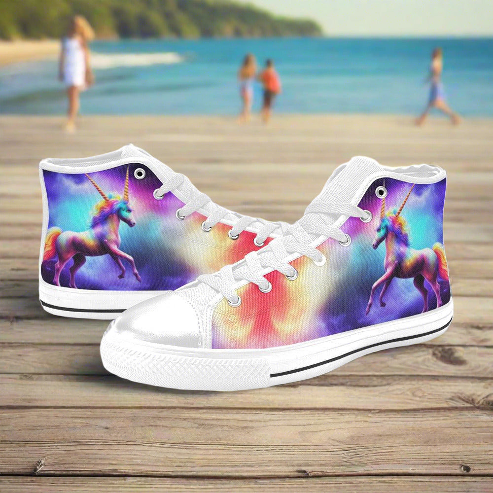 Butterfly Rainbow Neon Electric Vivid MEN Bold Art - Freaky Shoes | Custom Art Sneakers