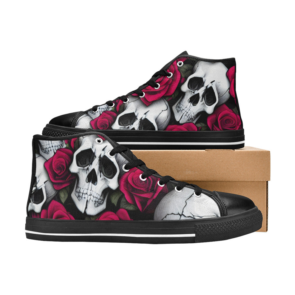 WOMEN'S Cc Skulls Roses 1 High Top Canvas Dreamcore Sneakers