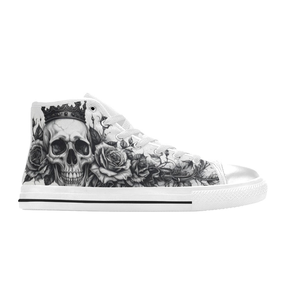 MEN'S Dark Gothic Skull Rose High Top Canvas Dark Academia Custom Shoes