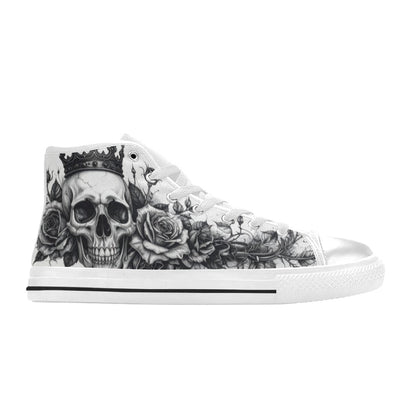 MEN'S Dark Gothic Skull Rose High Top Canvas Dark Academia Custom Shoes