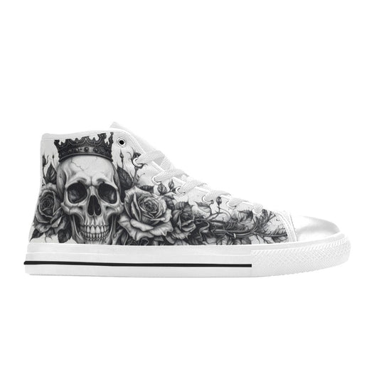 MEN'S Dark Gothic Skull Rose High Top Canvas Dark Academia Custom Shoes